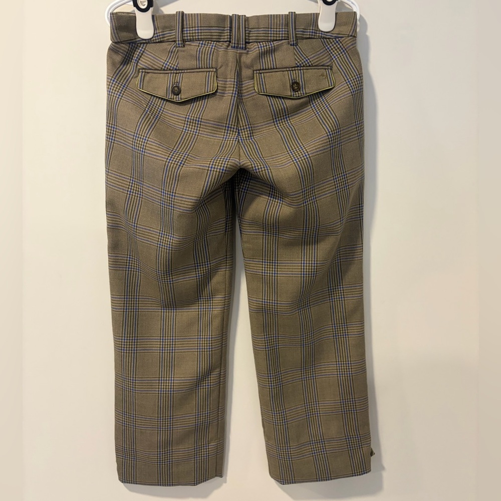 Abercrombie & Fitch Green & Blue Plaid π― Wool Capris With Cuff Buttons EUC - Picture 2 of 10